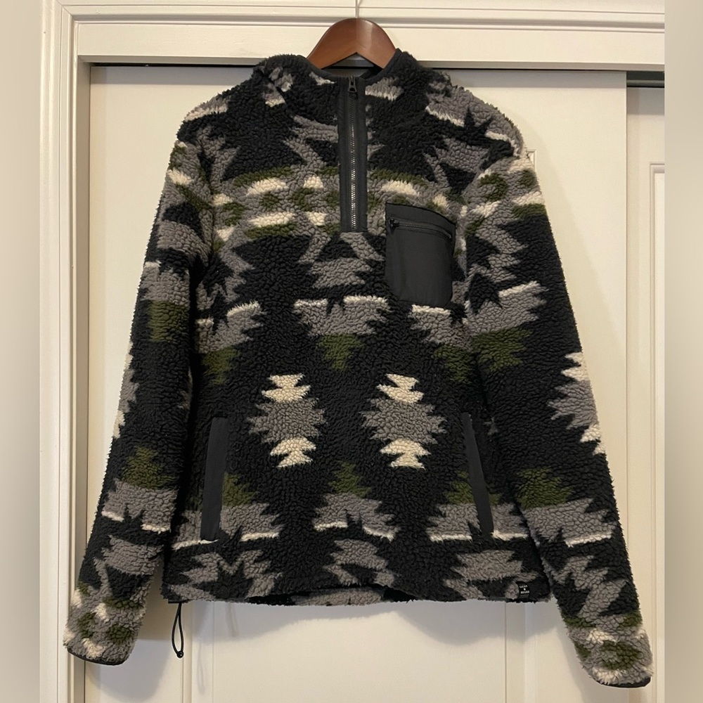 Lucky Brand Hi-Pile Southwest Fleece Hoodie Sweater W’s M (Men’s S) Black Green